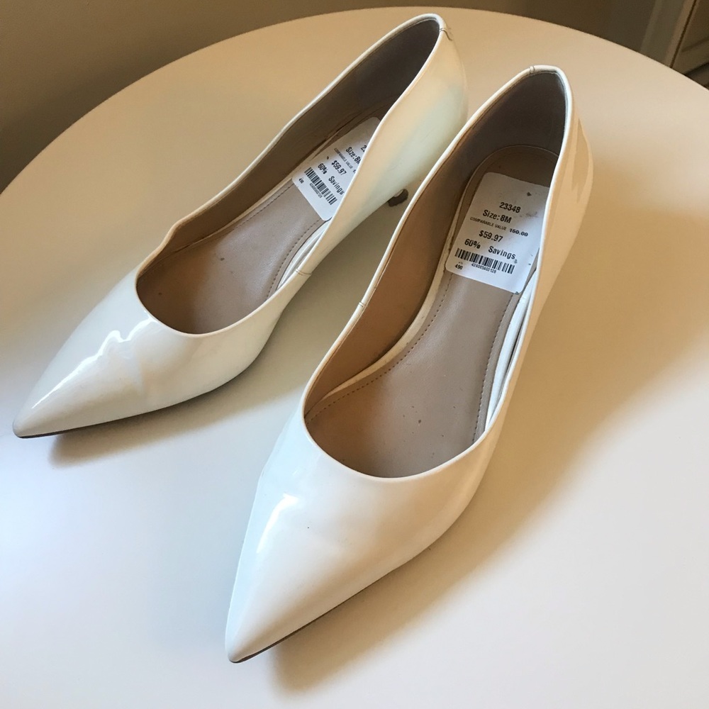 Marc Fisher White Pointed Kitten Heel